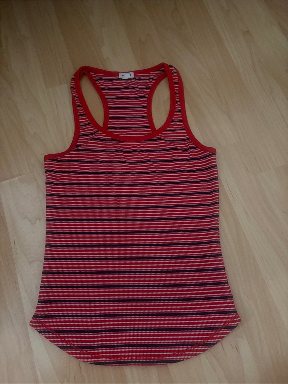 Garage Red and Navy Blue Striped Racerback Tank